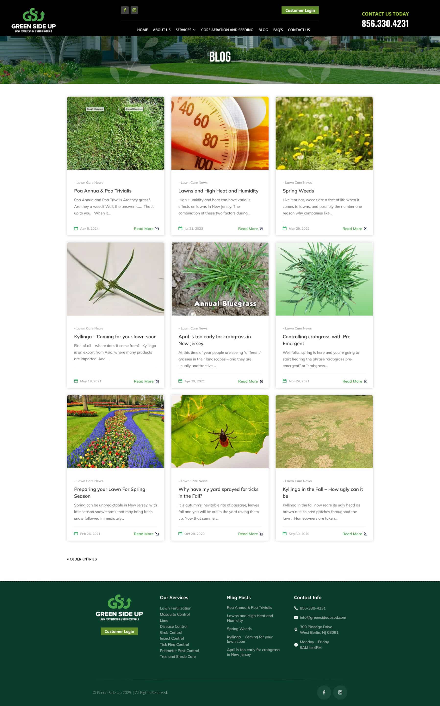 Lawn care company website design in WordPress